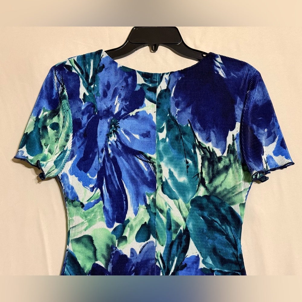 Connected Apparel Vibrant Blue and Green Mini Dress Size 8 - Picture 7 of 9